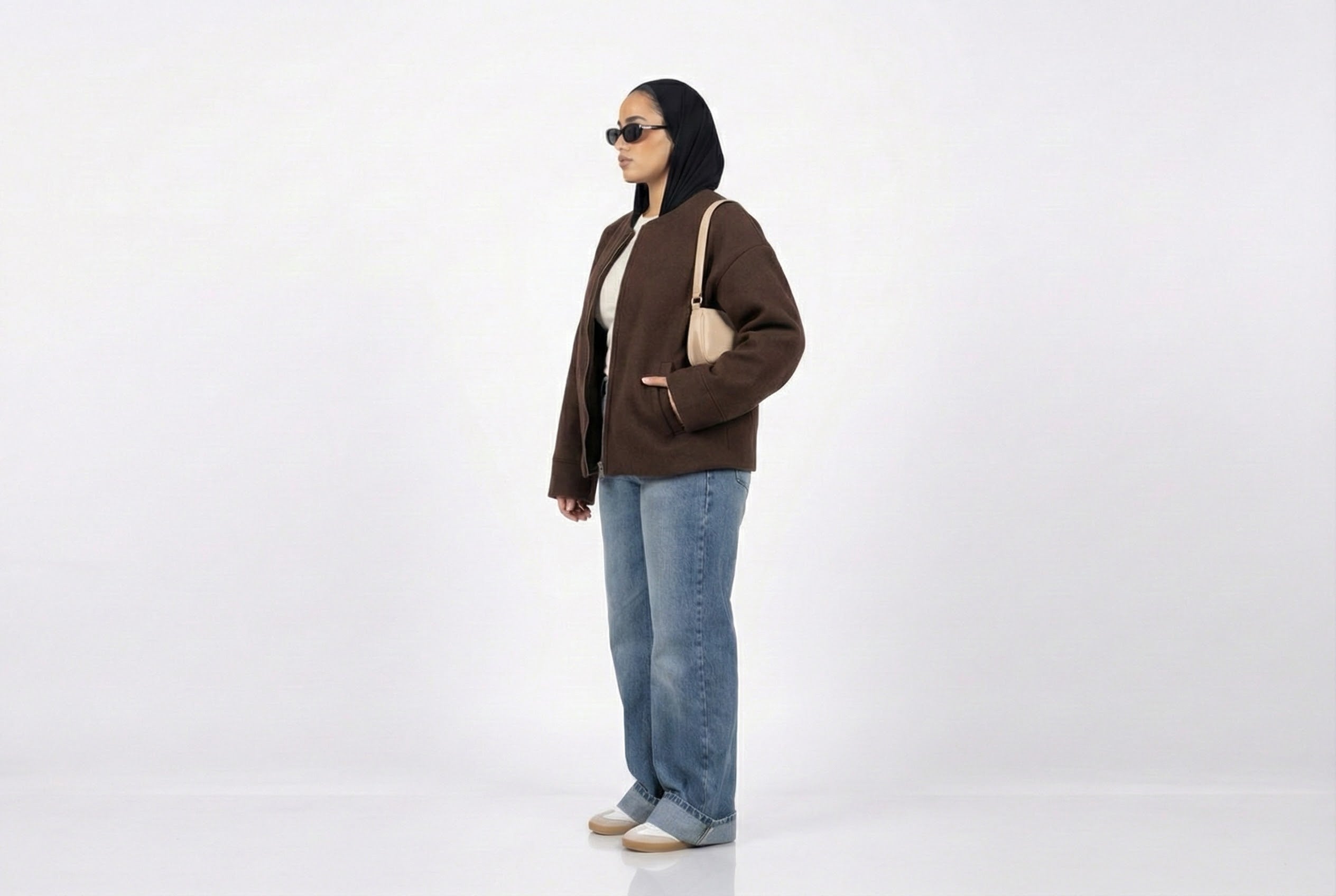 Zip-up Jacket in Brown