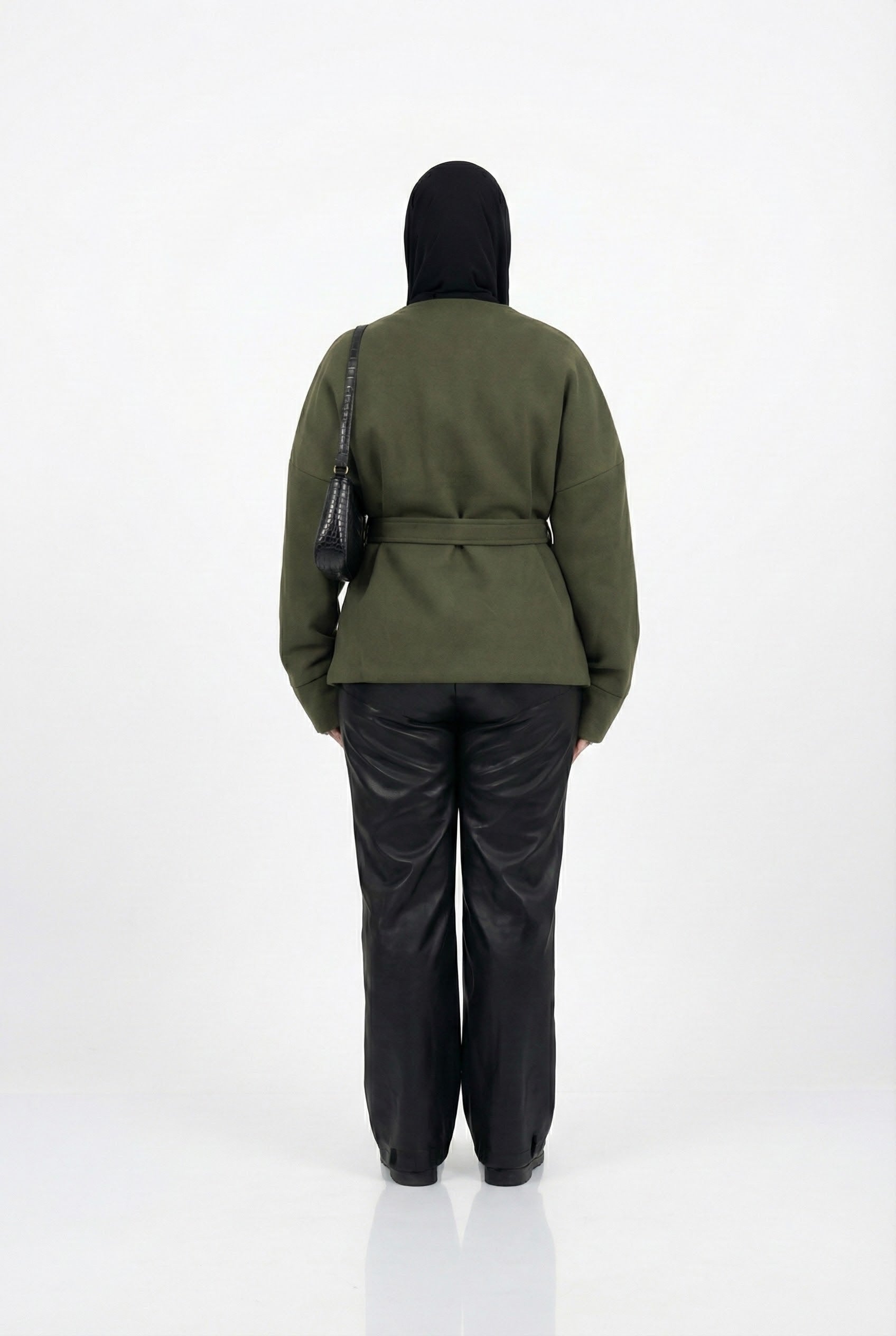 Tie-waist jacket in olive