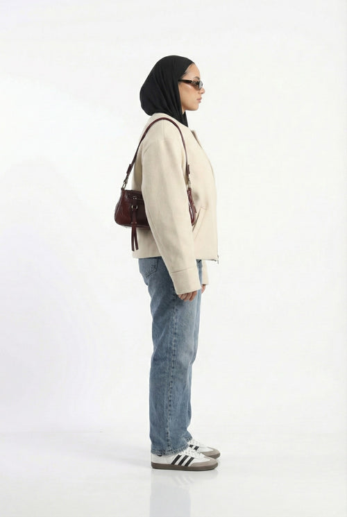 Zip-up jacket in beige