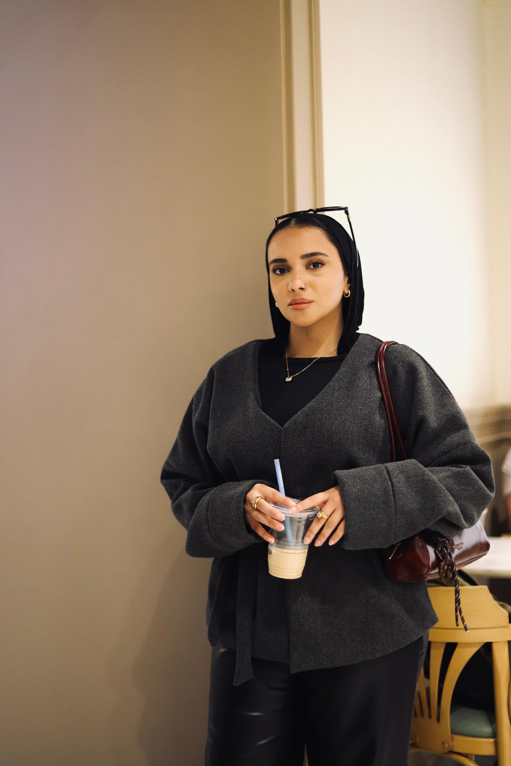 Tie-waist jacket in grey