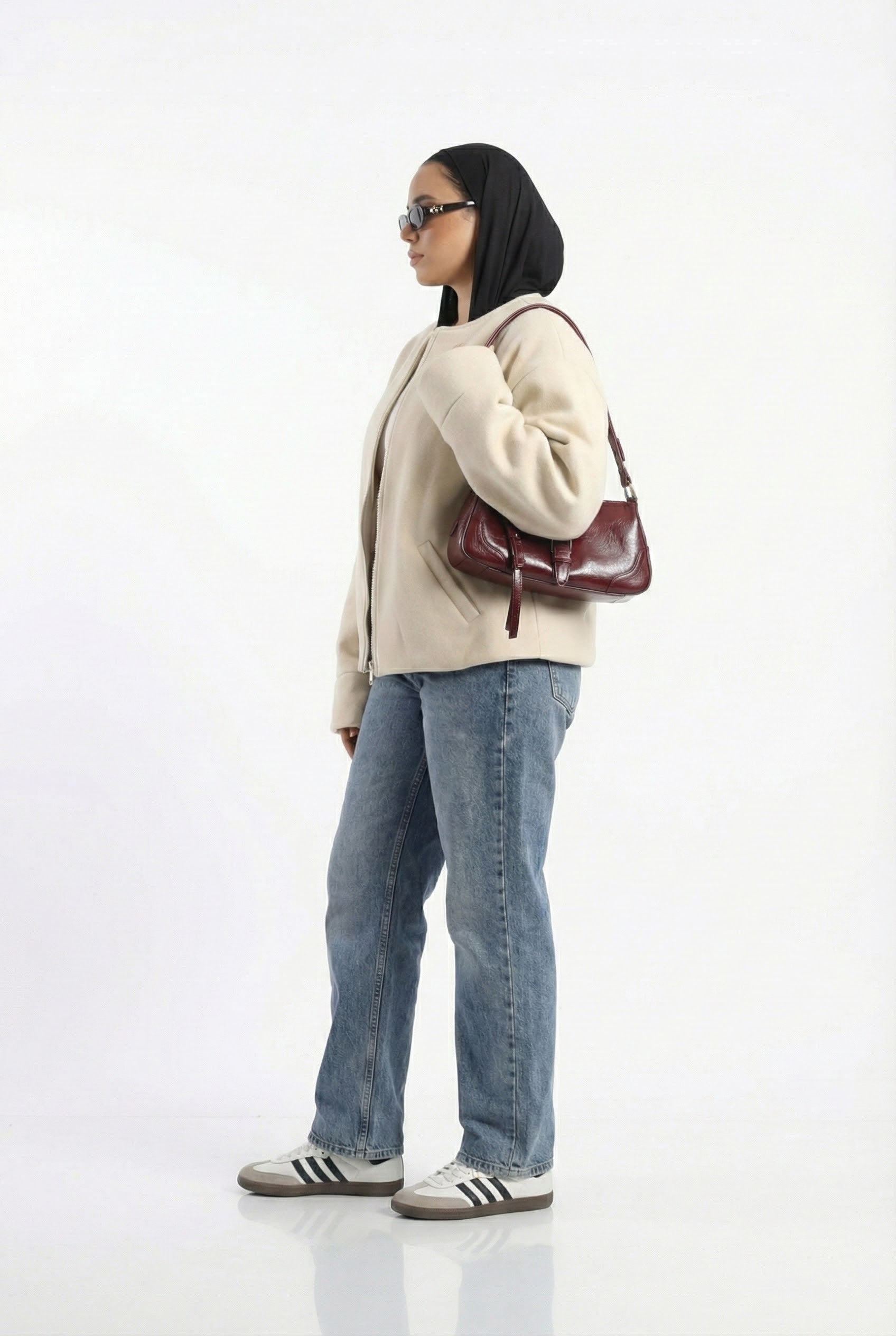 Zip-up jacket in beige