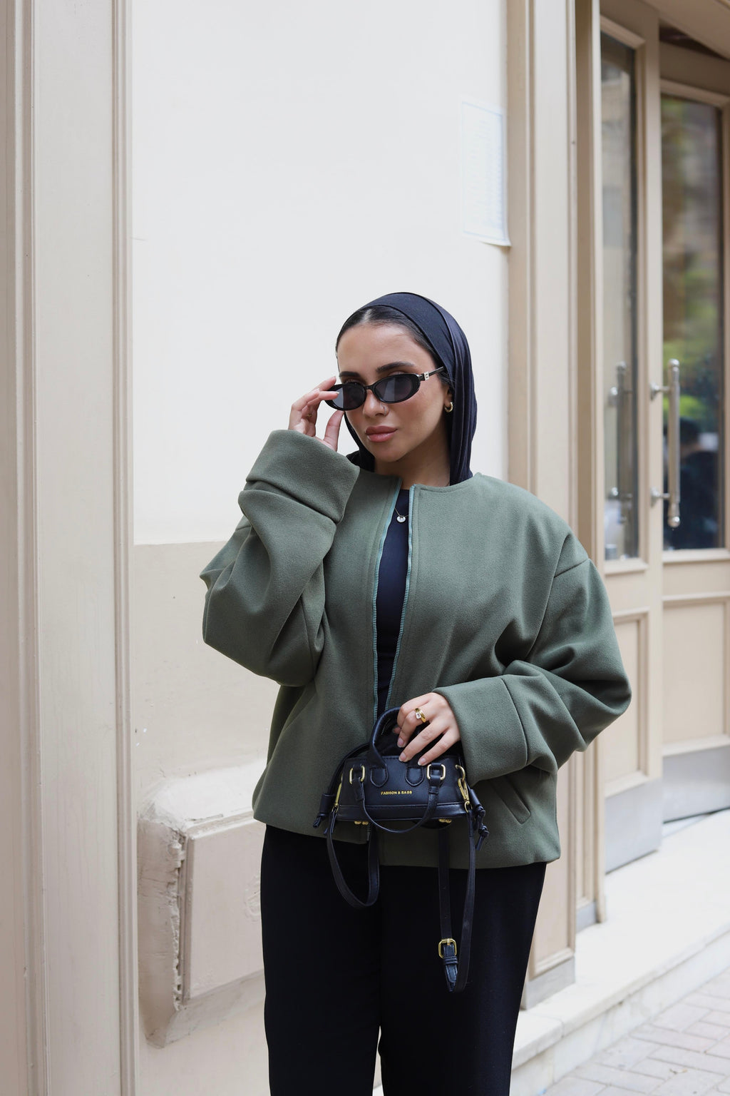 Zip-up jacket in olive