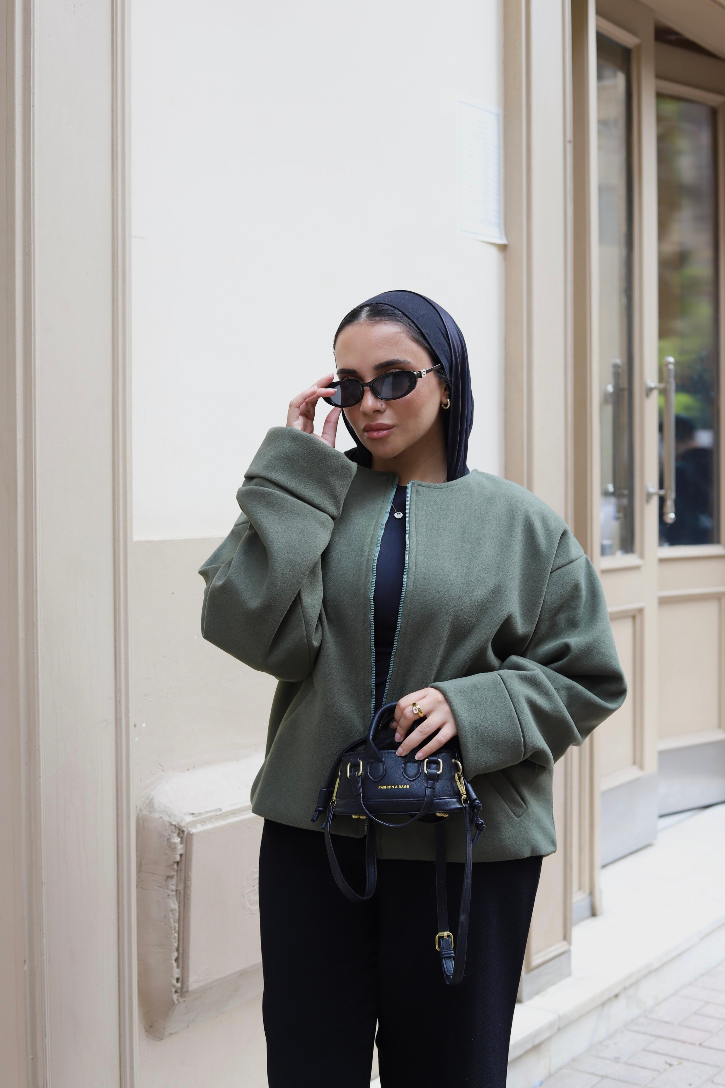 Zip-up jacket in olive