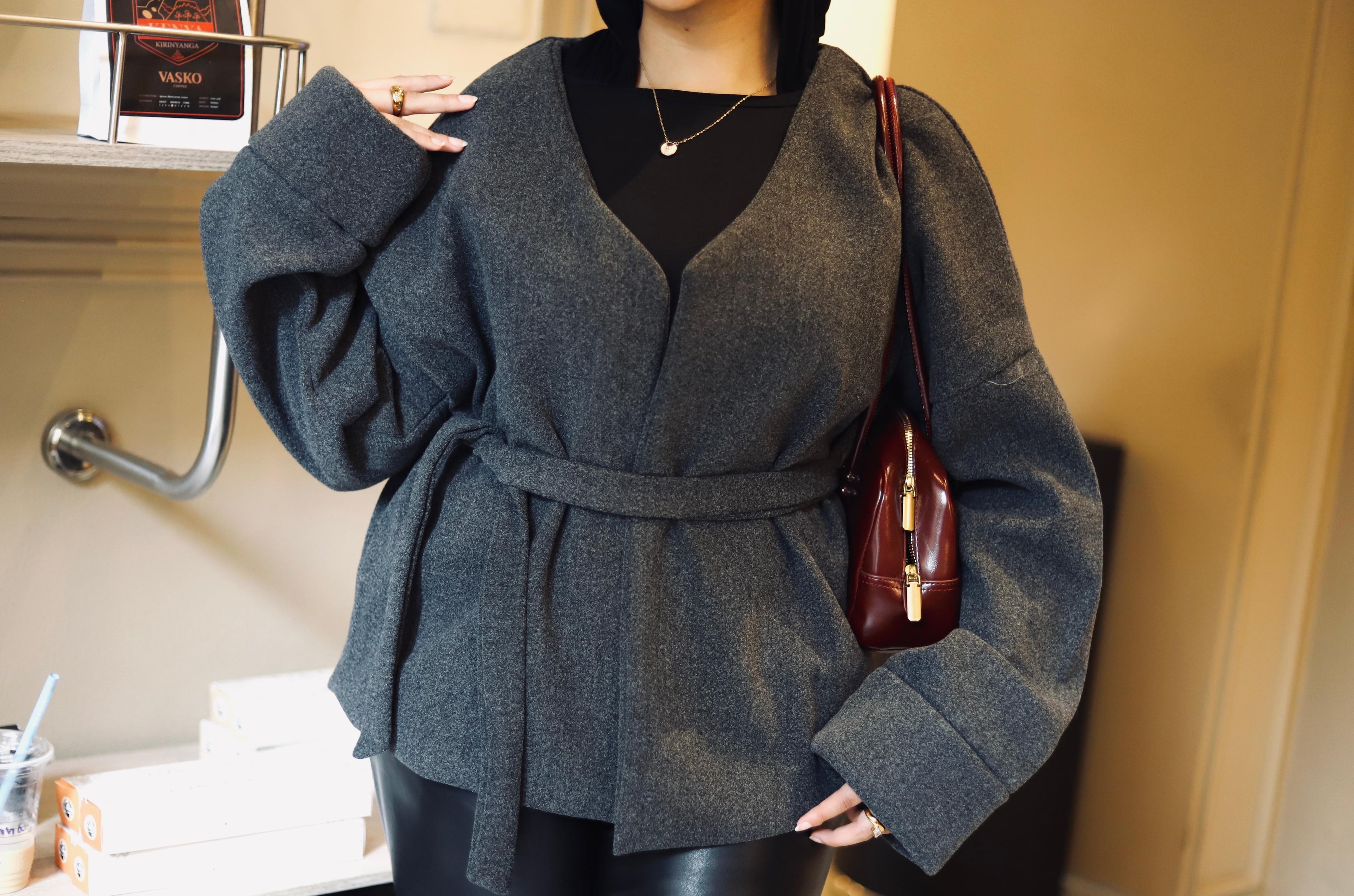 Tie-waist jacket in grey