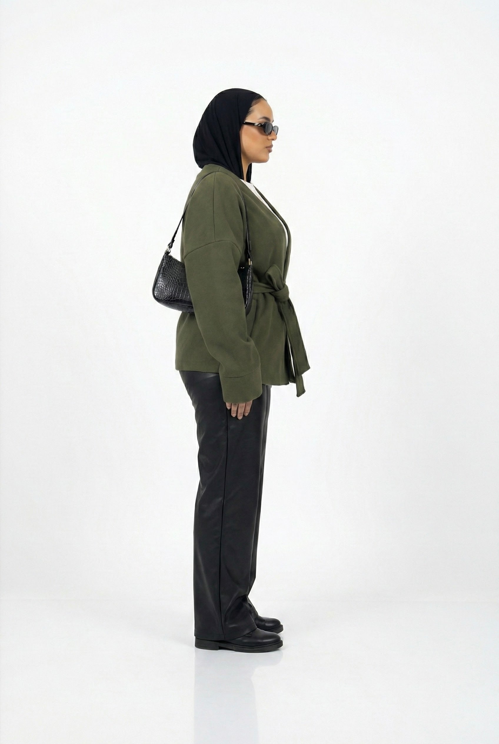 Tie-waist jacket in olive
