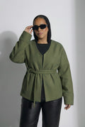Tie-waist jacket in olive