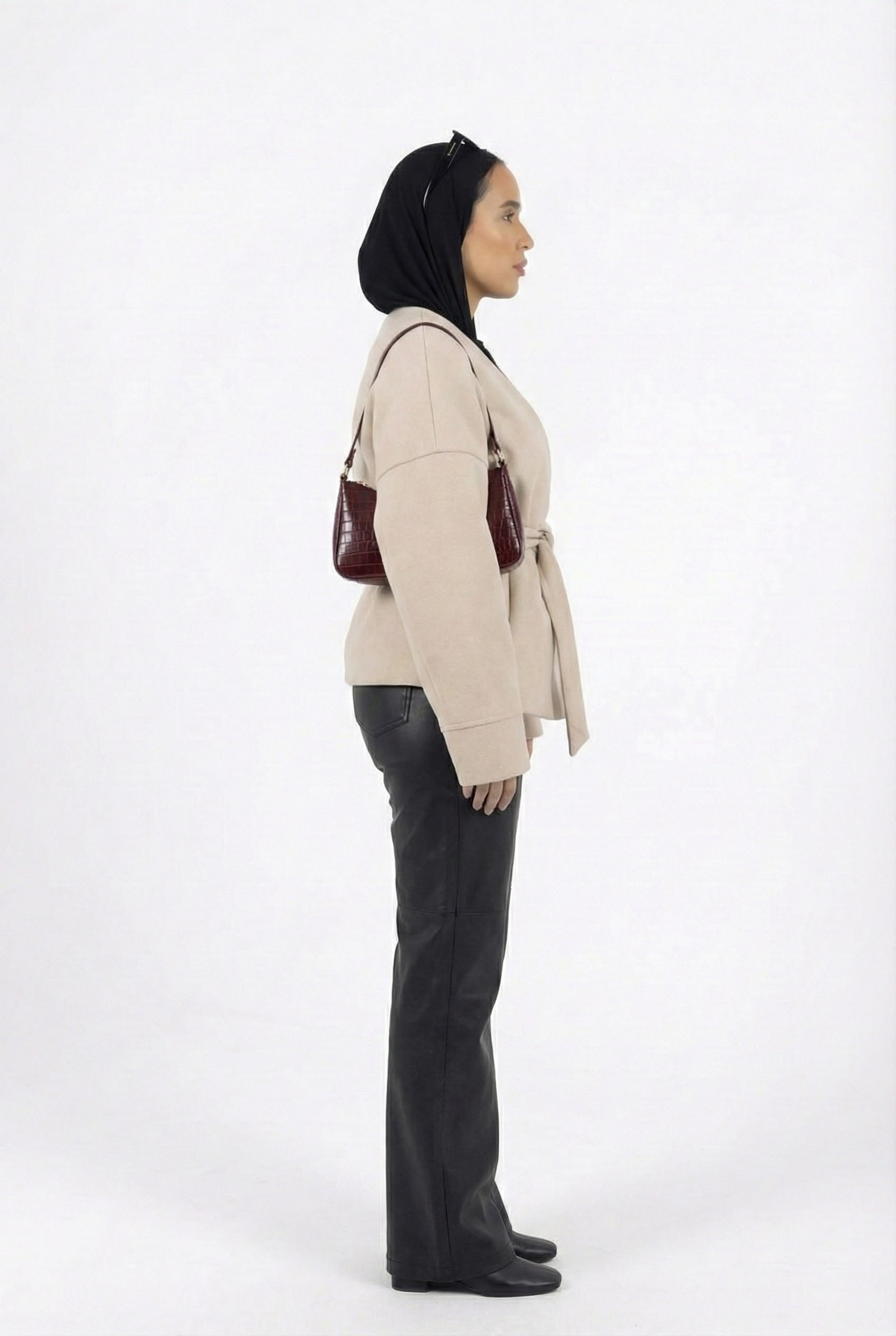 Tie-waist jacket in beige
