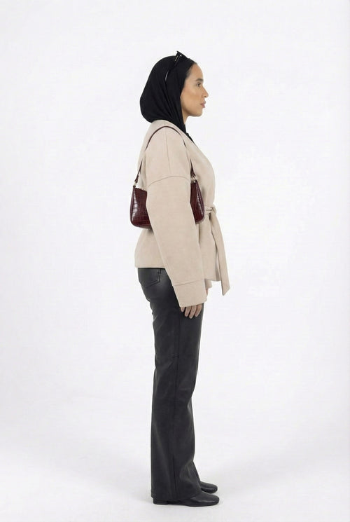 Tie-waist jacket in beige