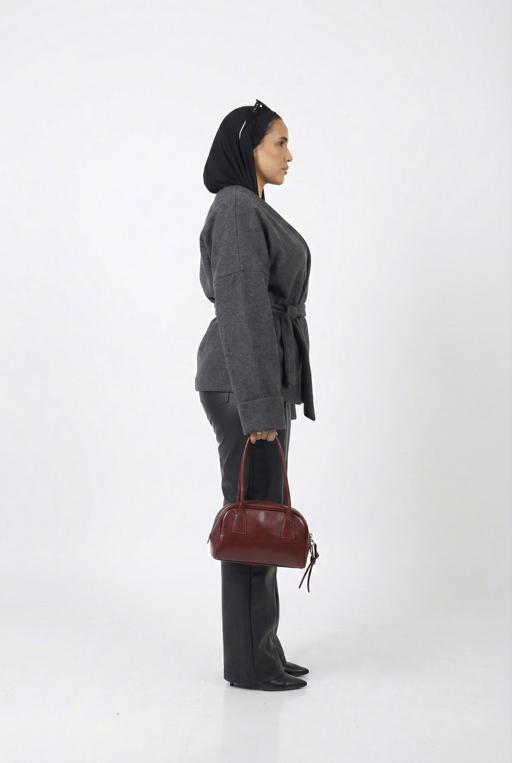 Tie-waist jacket in grey