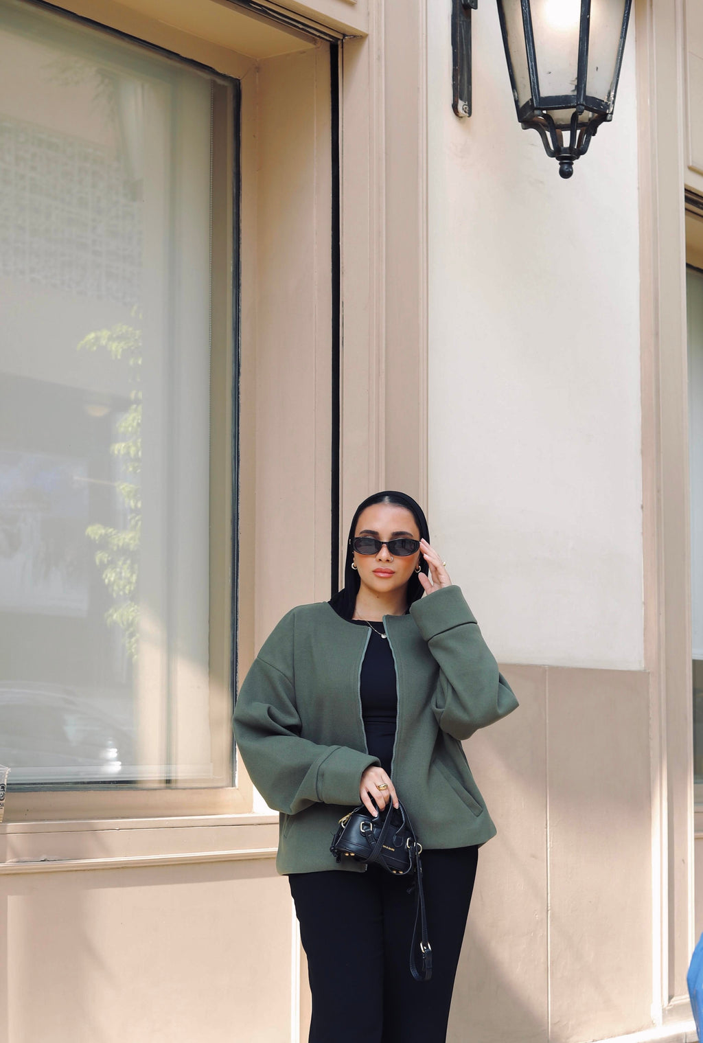 Zip-up jacket in olive