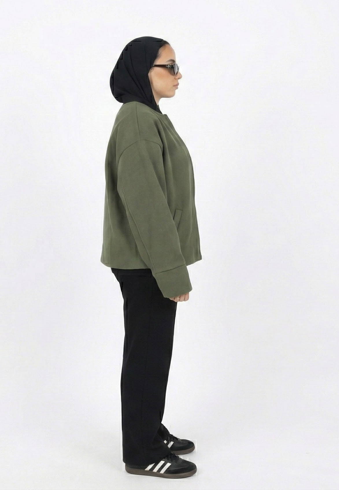 Zip-up jacket in olive