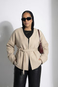 Tie-waist jacket in beige
