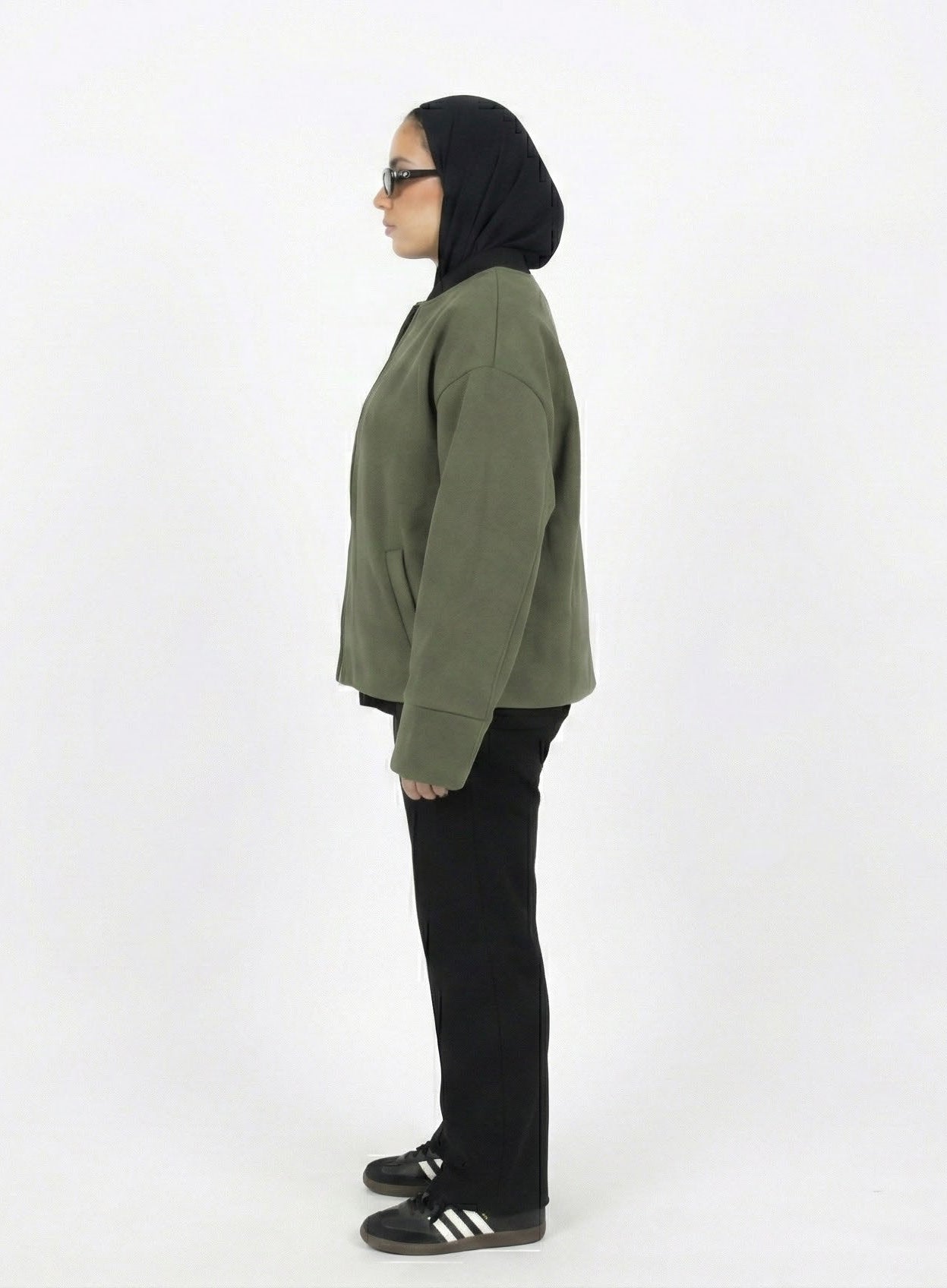 Zip-up jacket in olive