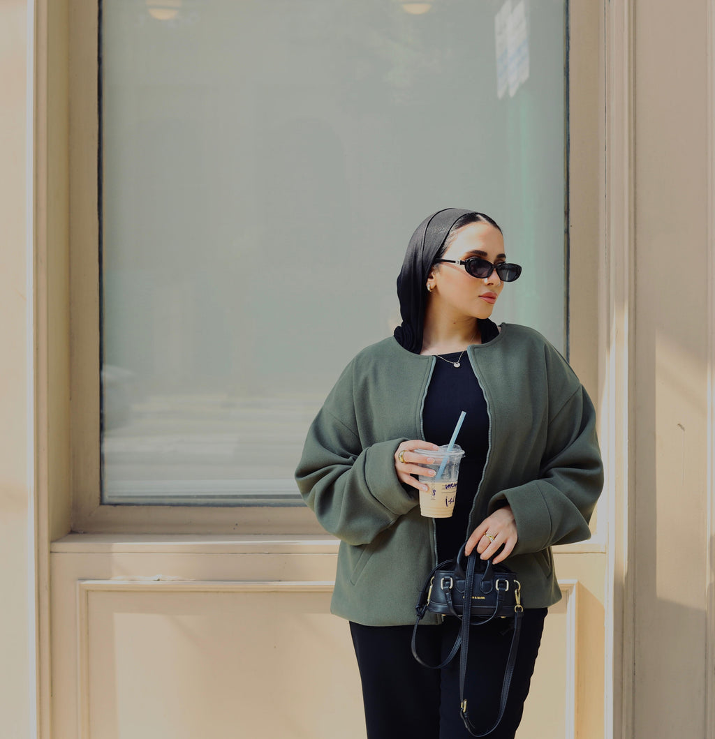 Zip-up jacket in olive